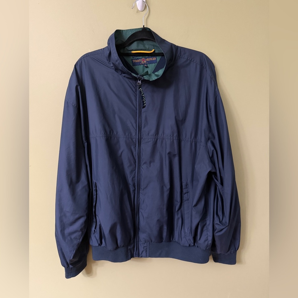 Tommy Hilfiger Golf Men's Navy Jacket Windbreaker Sz XL‎ Navy Vintage Polyester